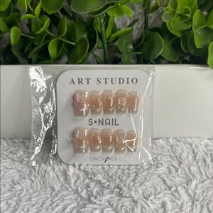 3D rose French Tip Press-On Nails